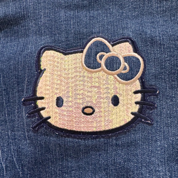 Vtg Kids Girls Hello Kitty 5T Denim Bomber Jacket Blue Sequin Bow Zipper Charm - Picture 11 of 16